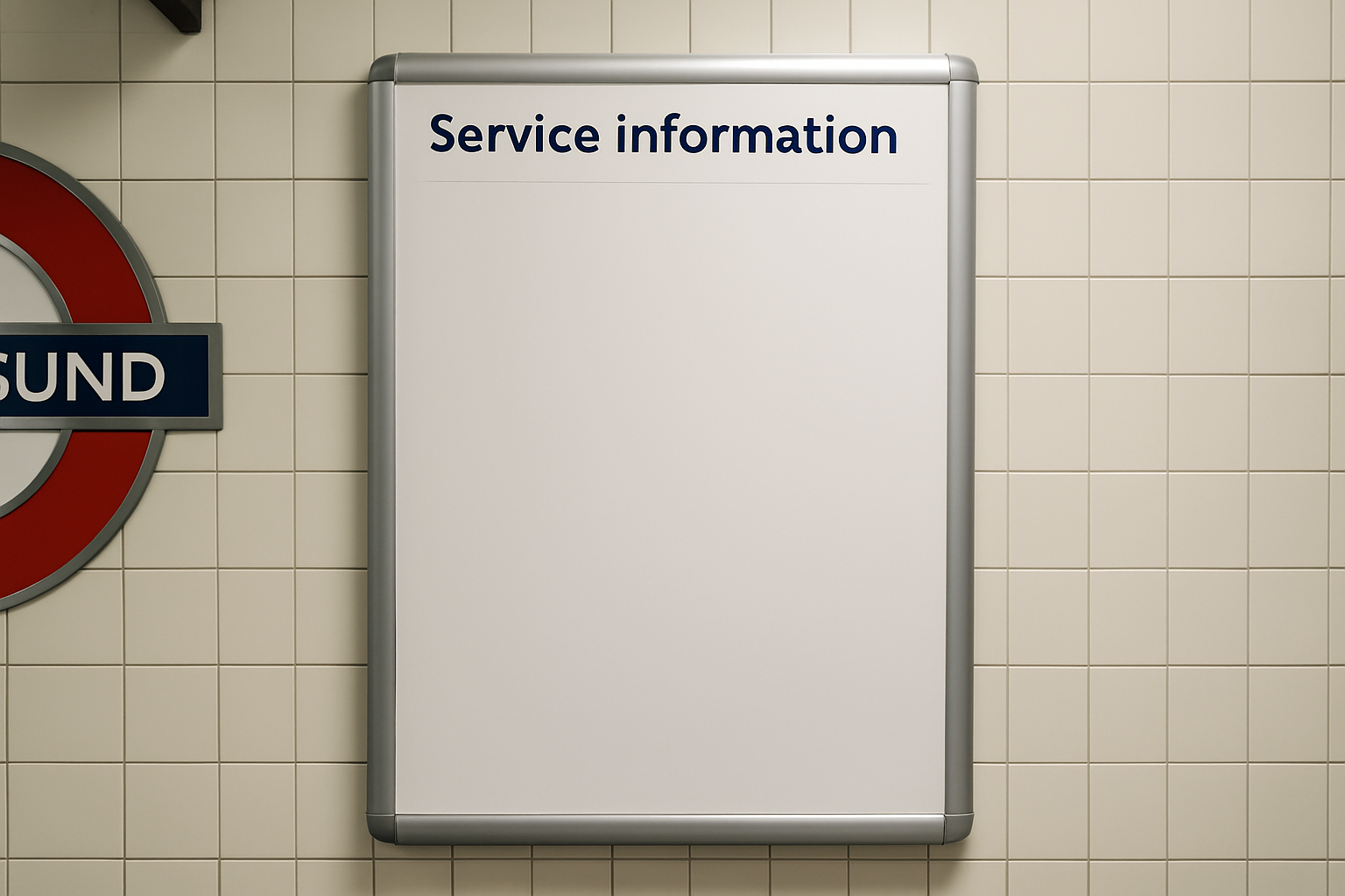 A blank service information board waiting